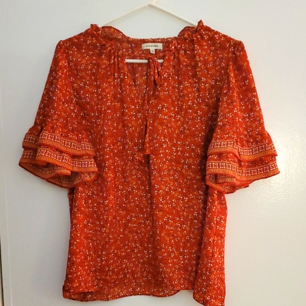 Max Studio Rust Floral Blouse